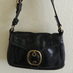 VTG Coach Bleeker Black Leather Shoulder Bag W/Tattersall Flap Closure #11427